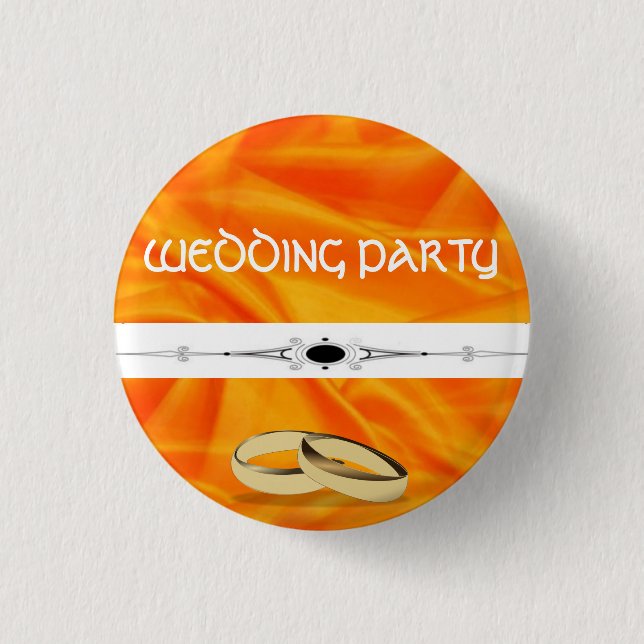 Deep Orange Silk Wedding Pinback Button (Front)