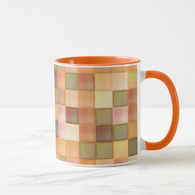 Deep Orange Square Patterened Mug (Right)