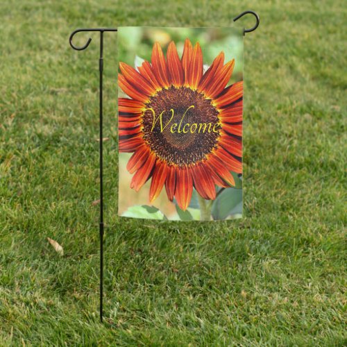 Deep Orange Sunflower Garden Flag