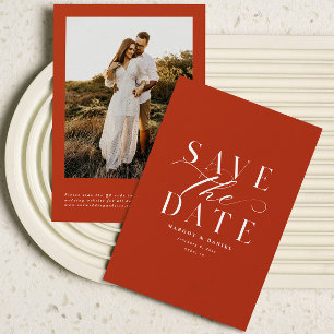 Deep Orange Terracotta Photo Save The Date QR Code