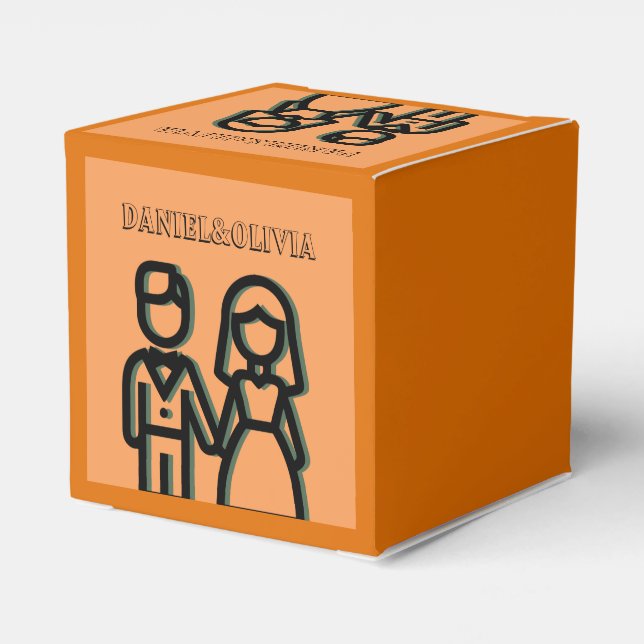 Deep Orange Wedding Favor Boxes (Back Side)