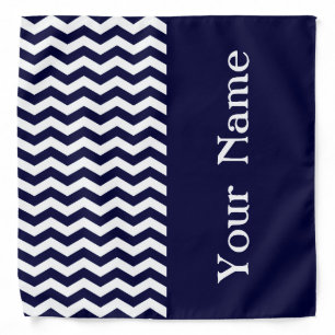 Deep Pacific Blue Wave Chevron with name Bandana