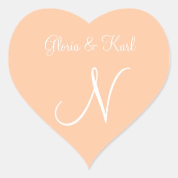Deep Peach Your Own Letters Invitation Heart Sticker by Kullaz at Zazzle