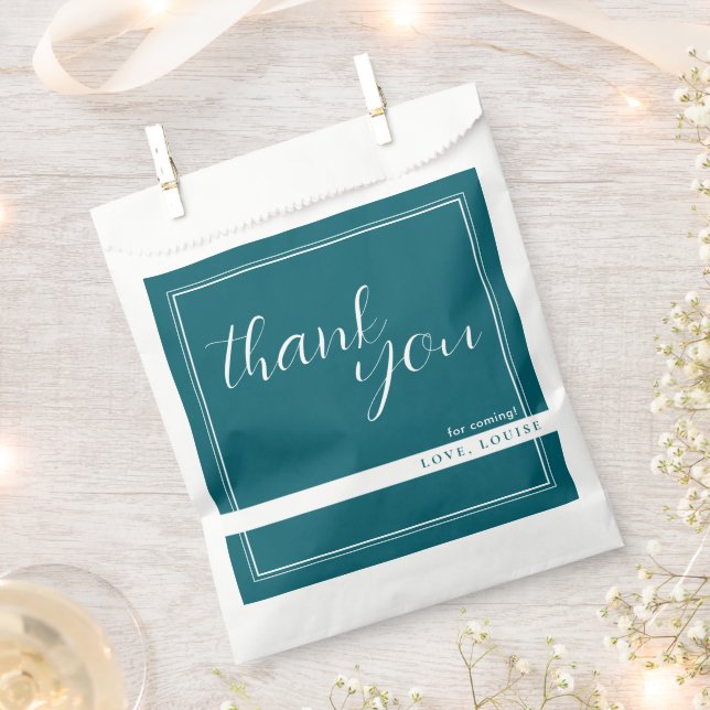 Deep Petrol Thank You Favor Bags (Clipped)