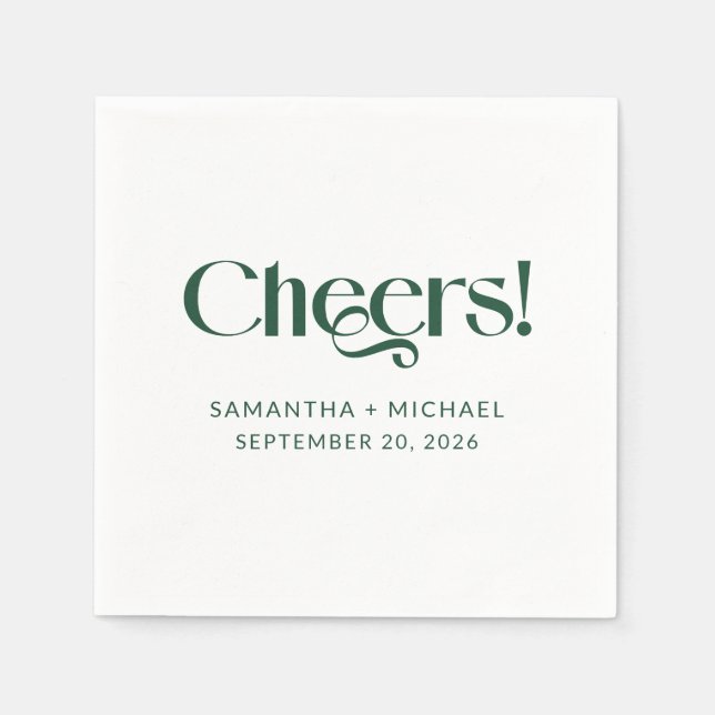Deep Pine Decorative Serif 2 Wedding Cheers Napkins (Front)
