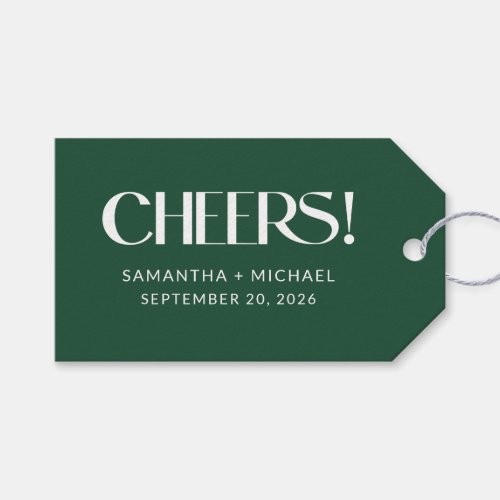 Deep Pine Decorative Serif Wedding Cheers Gift Tags