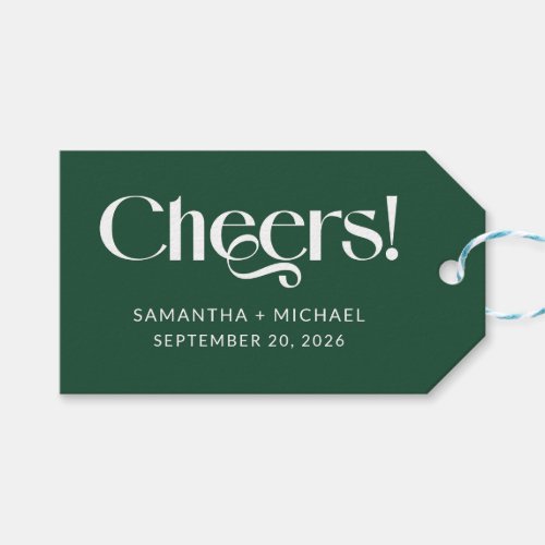 Deep Pine Decorative Serif Wedding Cheers Gift Tags
