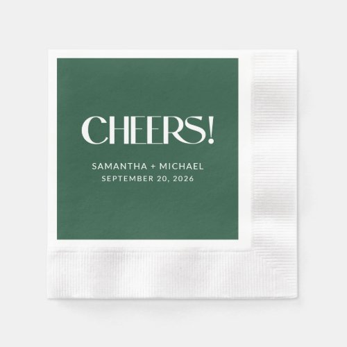 Deep Pine Decorative Serif Wedding Cheers Napkins