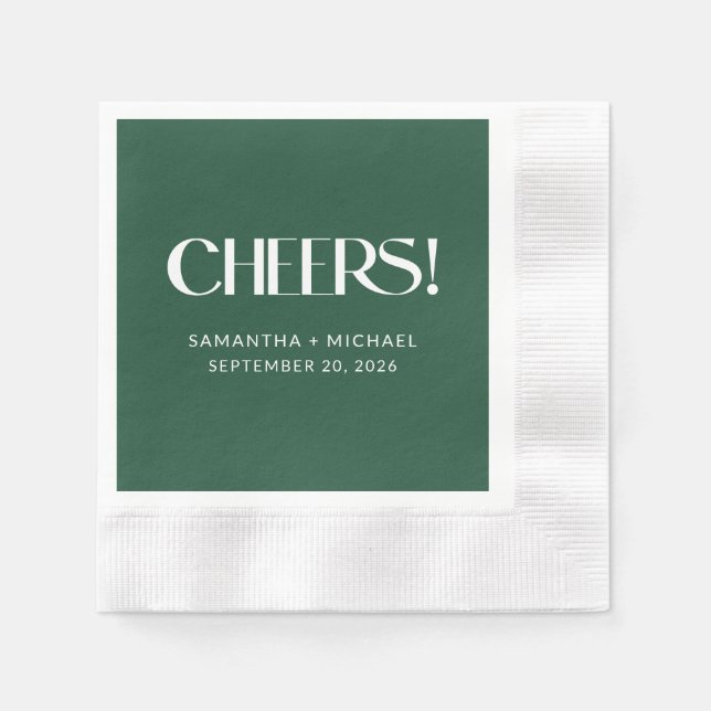 Deep Pine Decorative Serif Wedding Cheers Napkins (Front)