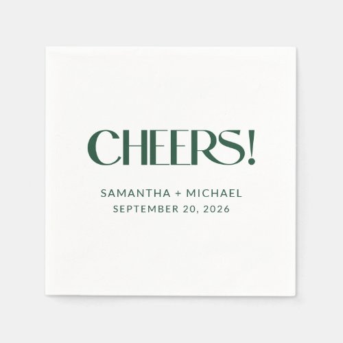 Deep Pine Decorative Serif Wedding Cheers Napkins