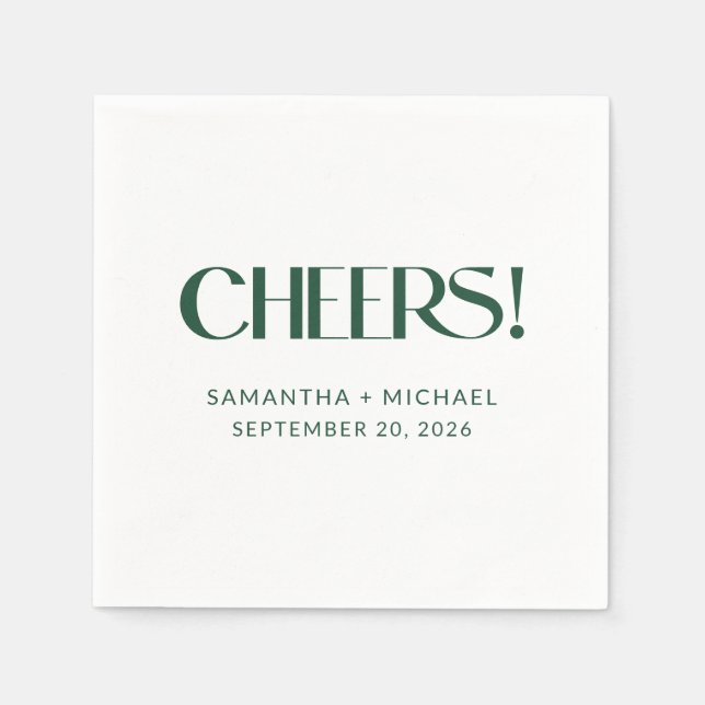 Deep Pine Decorative Serif Wedding Cheers Napkins (Front)