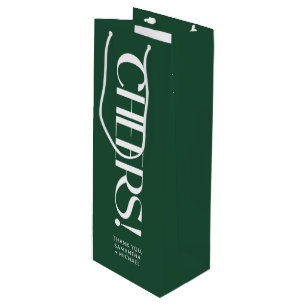 Deep Pine Decorative Serif Wedding Cheers Wine Gift Bag