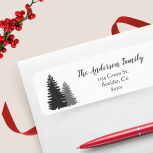 Deep Pine Forest Black And Grey Return Address Label
