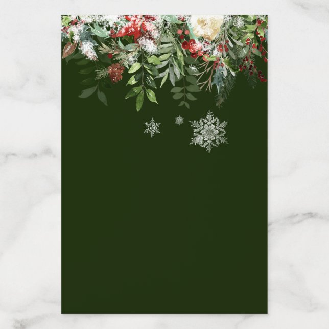 Deep Pine Green Snowy Floral Envelope Liner (Design)