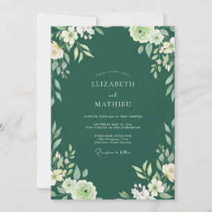 Deep Pine Leaf Wedding Invitation