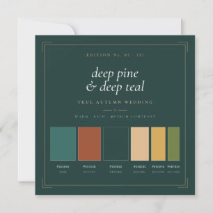 Deep Pine & Teal Wedding Color Palette Card