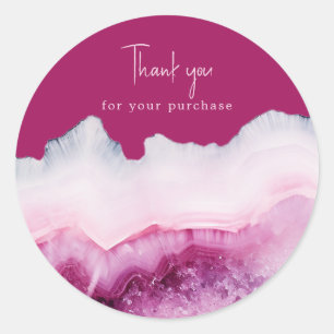 Deep Pink Agate Thank You for your purchase Classic Round Sticker