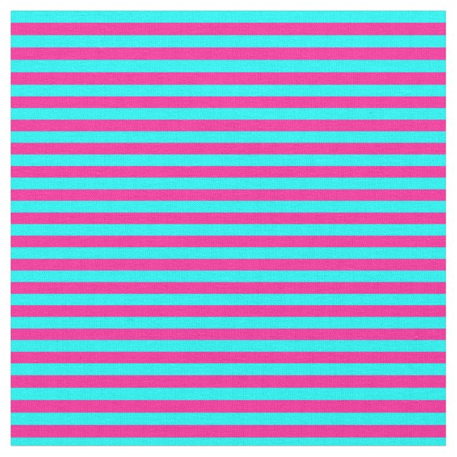 Deep Pink and Aqua Striped Pattern Fabric (Close Up)