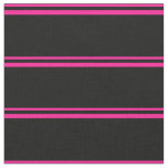 [ Thumbnail: Deep Pink and Black Colored Lined Pattern Fabric ]