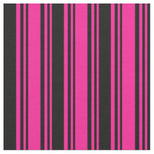 Deep Pink and Black Colored Pattern of Stripes Fabric