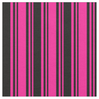 Deep Pink and Black Colored Pattern of Stripes Fabric