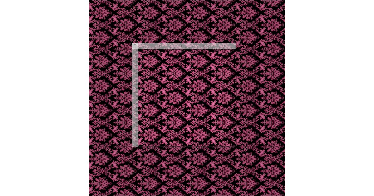 Deep Pink and Black Damask Print Fabric