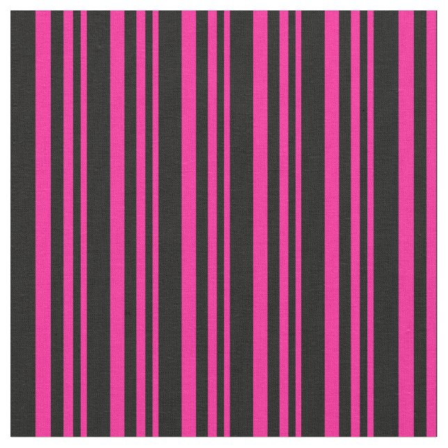 Deep Pink and Black Lines Fabric (Close Up)