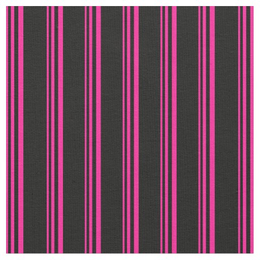 Deep Pink and Black Lines Pattern Fabric