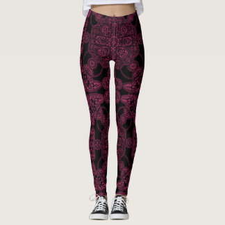 Deep Pink and Black Persian Leggings