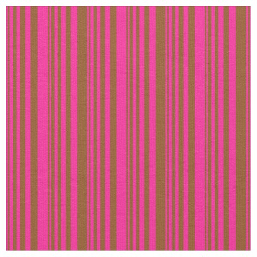 Deep Pink and Brown Stripes Pattern Fabric