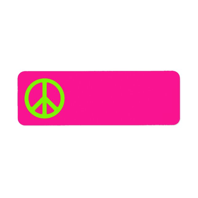 Deep Pink and Chartreuse Peace Symbol Label (Front)