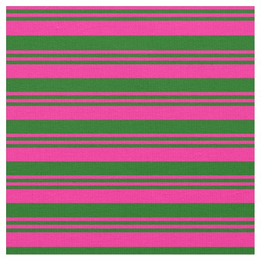Deep Pink and Dark Green Stripes/Lines Pattern Fabric