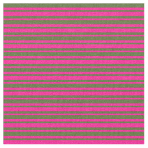 Deep Pink and Dark Olive Green Stripes Fabric