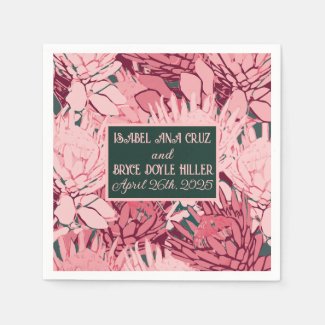 Deep Pink and Green Abstract Flowers Cocktail
