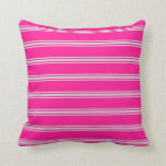 [ Thumbnail: Deep Pink and Light Gray Lined Pattern Pillow ]