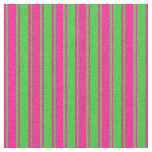Deep Pink and Lime Green Colored Lines Pattern Fabric