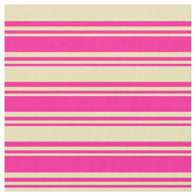 Deep Pink and Tan Stripes Pattern Fabric (Close Up)