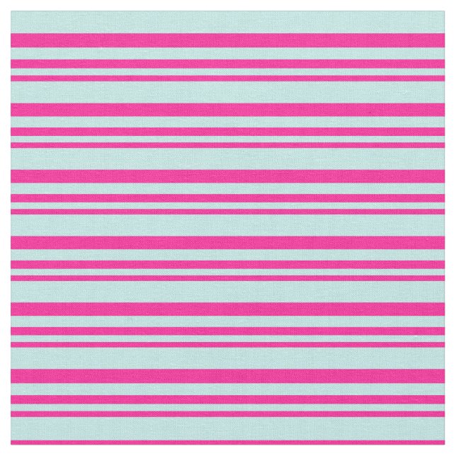 Deep Pink and Turquoise Striped Pattern Fabric (Close Up)