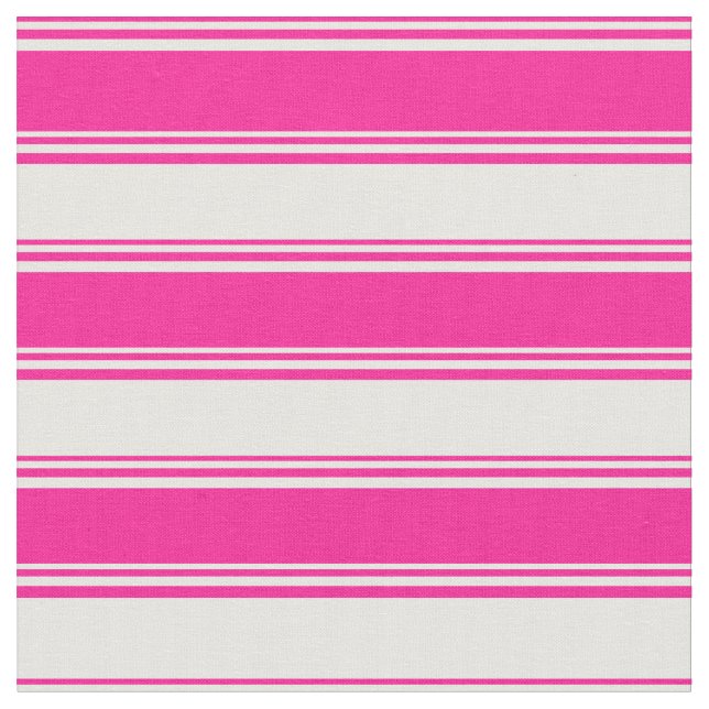 Deep Pink and White Colored Striped Pattern Fabric (Close Up)