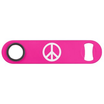 Deep Pink And White Peace Symbol Speed Bottle Opener by peacegifts at Zazzle
