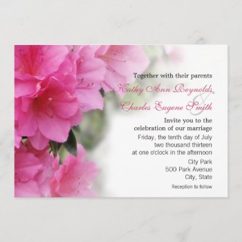 Deep Pink Azaleas Wedding Or Party Invitations by PrettyPapers at Zazzle