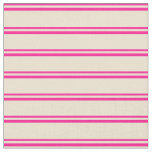[ Thumbnail: Deep Pink & Beige Colored Striped Pattern Fabric ]