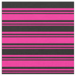 [ Thumbnail: Deep Pink & Black Colored Lined/Striped Pattern Fabric ]