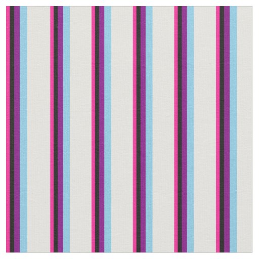 Deep Pink, Black, Purple, Sky Blue & Light Cyan Fabric