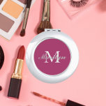 Deep Pink Bridesmaid Initial and Name Compact Mirror<br><div class="desc">A personalized compact mirror for your wedding bridesmaid or maid of honor that has her initial and name on a trendy,  deep pink color background. Edit to replace initial and name. Select your compact mirror style.</div>