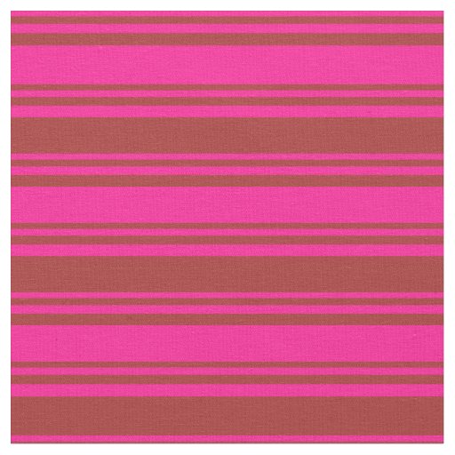 Deep Pink & Brown Colored Stripes Fabric