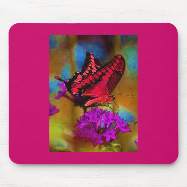 Deep Pink Butterfly Mouse Pad (Front)