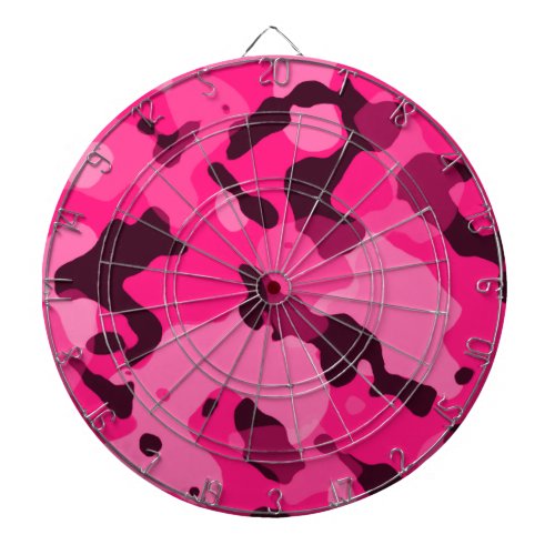 Deep Pink Camo Camouflage Dart Board