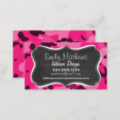 Deep Pink Camo; Chalkboard look Business Card (Front/Back)