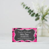 Deep Pink Camo; Chalkboard look Business Card (Standing Front)
